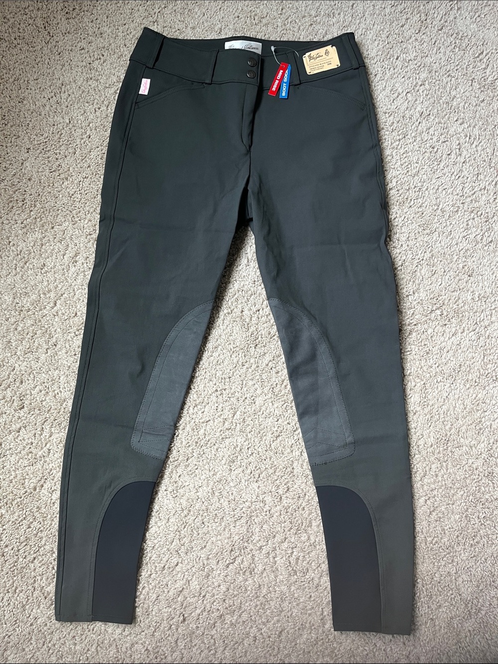 The Tailored Sportsman Women's Olive Euro Seat knee patch Riding Leggings
